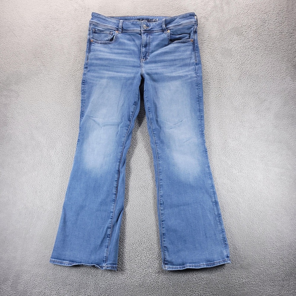 American Eagle Jeans Womens 14 Short Blue Kick Boot Bootcut Mid Rise Stretch